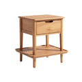Modern Minimalist Wooden Nightstand with Drawer and Shelving